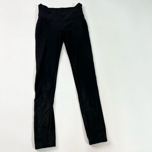 Spanx Legging Womens Medium Faux Leather Black Wide Waist Low Rise Ankle Active